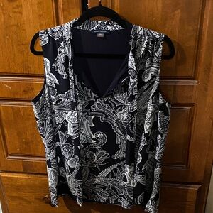 Tommy Hilfiger Elegant Blue and White Paisley Women's Top